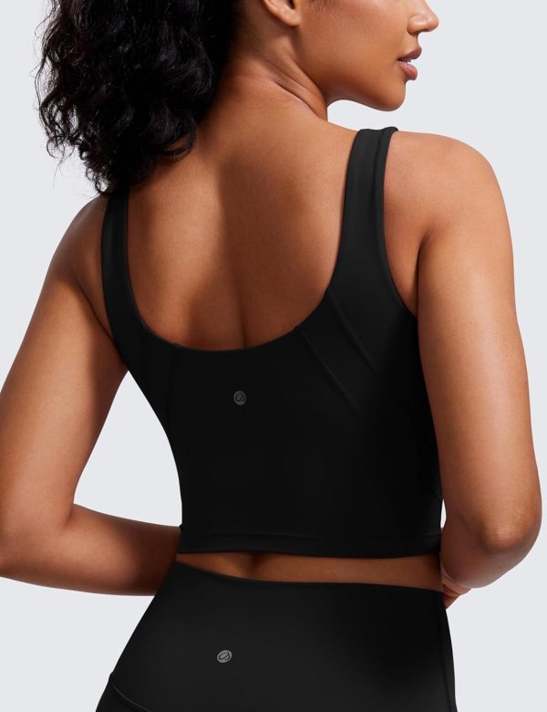 TwentyonefitnessYogaHot Bras  Womens High Neck Longline Sports Bra – U Back Padded Crop Workout Tank Top with Built in Bra
