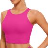 TwentyonefitnessYogaHot Bras  Womens High Neck Longline Sports Bra – U Back Padded Crop Workout Tank Top with Built in Bra