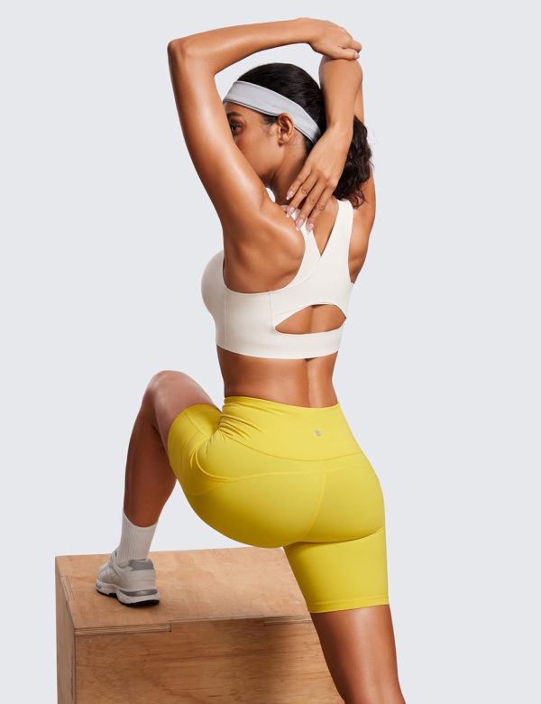 TwentyonefitnessYoga Hot Tops Womens Flex Sculpt Racerback Sports Bra – U Neck Medium Impact Padded Wireless Workout Bra Gym Crop Top