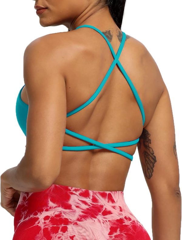 TwentyonefitnessYoga Women’s Workout Sports Bras Fitness Backless Padded Ivy Low Impact Bra Yoga Crop Tank Top