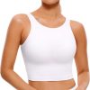 TwentyonefitnessYogaHot Bras  Womens High Neck Longline Sports Bra – U Back Padded Crop Workout Tank Top with Built in Bra