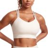 TwentyonefitnessYogaHot BrasWomens Strappy Longline Sports Bra – Molded Cup Double Spaghetti Strap Workout Bra Yoga Crop Tank Top