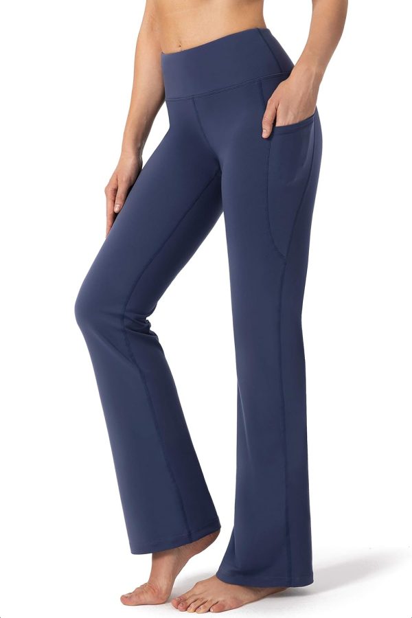 TwentyonefitnessYoga28″/30″/32″/34″ Inseam Women’s Bootcut Yoga Pants Long Bootleg High-Waisted Flare Pants with PocketsLeggings