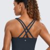TwentyonefitnessYoga Hot Tops Womens Butterluxe Strappy Longline Sports Bra – Padded Criss Cross Yoga Bra Workout Crop Tank Tops
