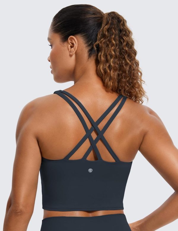 TwentyonefitnessYoga Hot Tops Womens Butterluxe Strappy Longline Sports Bra – Padded Criss Cross Yoga Bra Workout Crop Tank Tops
