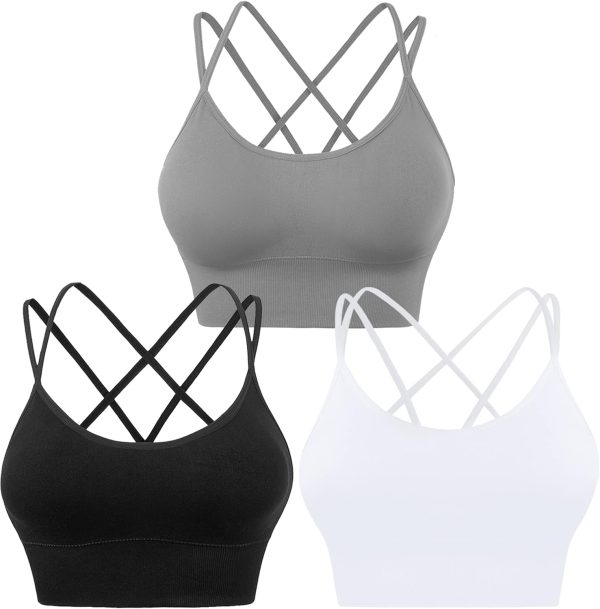 TwentyonefitnessYoga Cross Back Sport Bras Padded Strappy Criss Cross Cropped Bras for Yoga Workout Fitness Low Impact