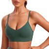 TwentyonefitnessYogaHot Bras V-Neck Sports Bras for Women – Adjustable Thin Straps Padded Yoga Bra Basic Wireless Bra Camisole