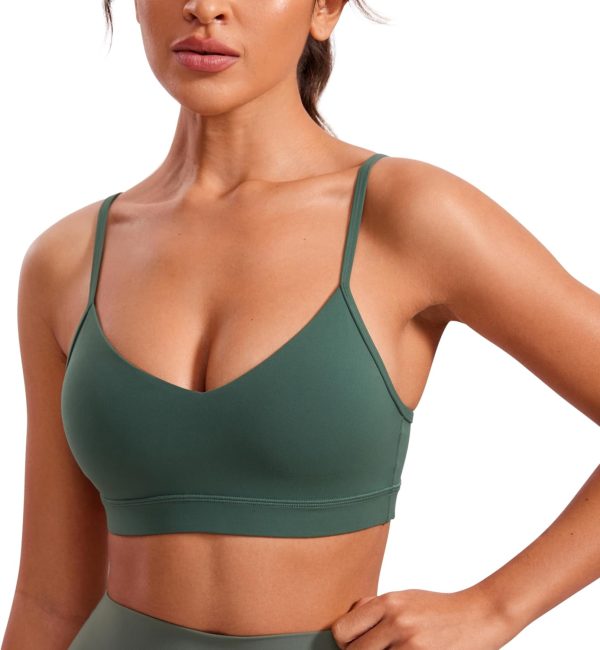 TwentyonefitnessYogaHot Bras V-Neck Sports Bras for Women – Adjustable Thin Straps Padded Yoga Bra Basic Wireless Bra Camisole