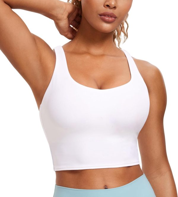 TwentyonefitnessYoga Hot Tops Womens Butterluxe Strappy Longline Sports Bra – Padded Criss Cross Yoga Bra Workout Crop Tank Tops
