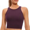 TwentyonefitnessYogaHot Bras  Womens High Neck Longline Sports Bra – U Back Padded Crop Workout Tank Top with Built in Bra