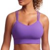 TwentyonefitnessYogaHot BrasWomens Strappy Longline Sports Bra – Molded Cup Double Spaghetti Strap Workout Bra Yoga Crop Tank Top
