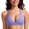 TwentyonefitnessYoga Hot Bras Deep V-Neck Sports Bras for Women – Spaghetti Strap Criss Cross Padded Bra Sexy Wireless Yoga Bra
