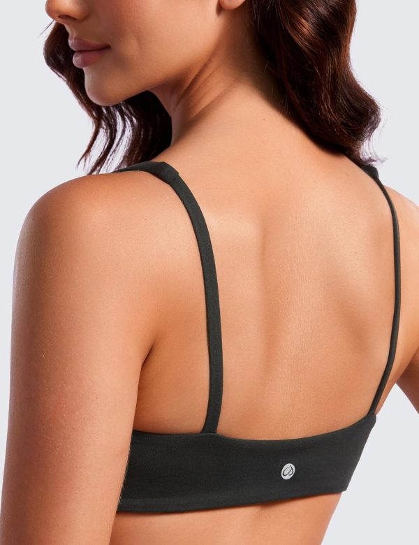 TwentyonefitnessYogaHot Bras Spaghetti Strap Sports Bras for Women – Square Neck Yoga Wireless Bra Padded Cami Crop Top