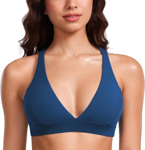TwentyonefitnessYoga Hot Bras Deep V-Neck Sports Bras for Women – Spaghetti Strap Criss Cross Padded Bra Sexy Wireless Yoga Bra