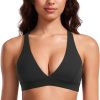 TwentyonefitnessYoga Hot Bras Deep V-Neck Sports Bras for Women – Spaghetti Strap Criss Cross Padded Bra Sexy Wireless Yoga Bra