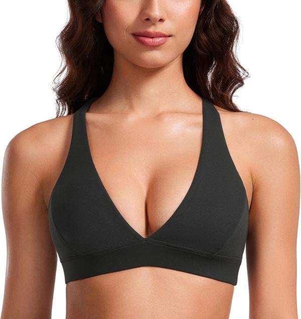 TwentyonefitnessYoga Hot Bras Deep V-Neck Sports Bras for Women – Spaghetti Strap Criss Cross Padded Bra Sexy Wireless Yoga Bra