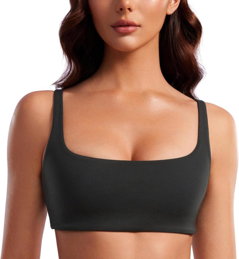 TwentyonefitnessYogaHot Bras Spaghetti Strap Sports Bras for Women – Square Neck Yoga Wireless Bra Padded Cami Crop Top