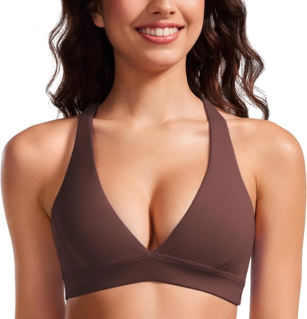 TwentyonefitnessYoga Hot Bras Deep V-Neck Sports Bras for Women – Spaghetti Strap Criss Cross Padded Bra Sexy Wireless Yoga Bra