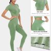TwentyonefitnessYoga Workout Sets for Women Two Piece Outfits Seamless High Waist Leggings Yoga Crop Tops Athletic Sports Gym Sets