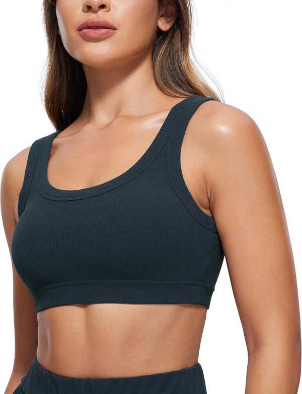 TwentyonefitnessYoga Hot Bras Ribbed Sports Bras for Women – U Back Wireless Medium Impact Sports Bra Padded Yoga Workout Bra