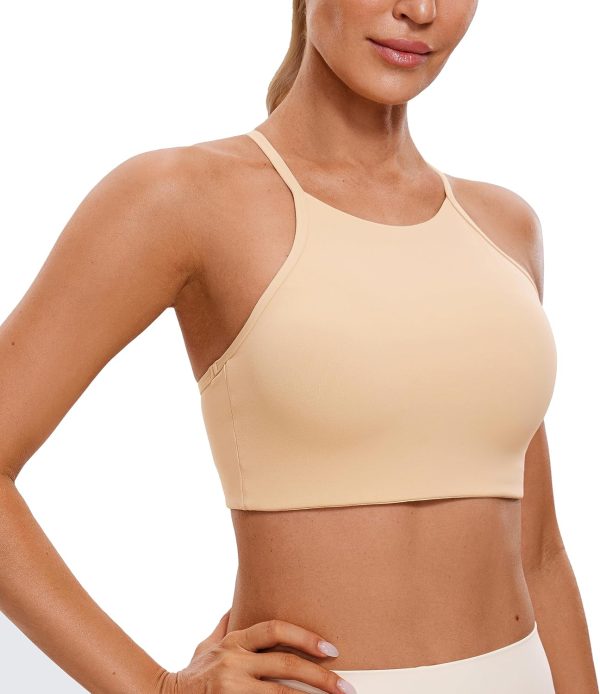 TwentyonefitnessYogaHot Bras Womens High Neck Y Back Sports Bra – Padded Halter Racerback Spaghetti Thin Strap Workout Yoga Bra