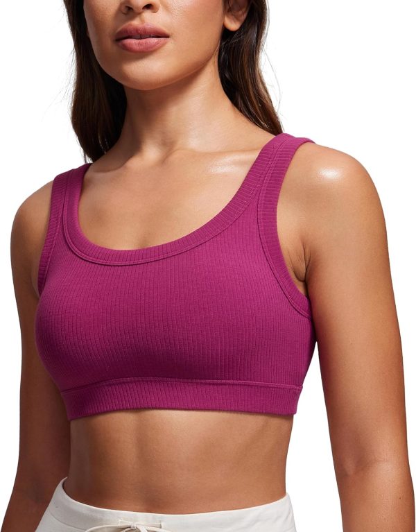 TwentyonefitnessYoga Hot Bras Ribbed Sports Bras for Women – U Back Wireless Medium Impact Sports Bra Padded Yoga Workout Bra