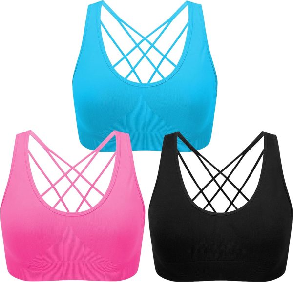 TwentyonefitnessYoga Cross Back Sport Bras Padded Strappy Criss Cross Cropped Bras for Yoga Workout Fitness Low Impact
