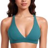 TwentyonefitnessYoga Hot Bras Deep V-Neck Sports Bras for Women – Spaghetti Strap Criss Cross Padded Bra Sexy Wireless Yoga Bra