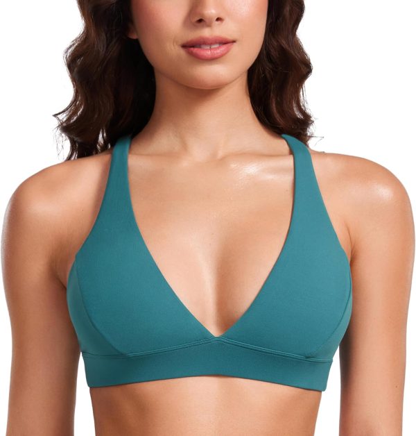 TwentyonefitnessYoga Hot Bras Deep V-Neck Sports Bras for Women – Spaghetti Strap Criss Cross Padded Bra Sexy Wireless Yoga Bra