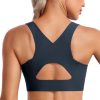 TwentyonefitnessYoga Hot Tops Womens Flex Sculpt Racerback Sports Bra – U Neck Medium Impact Padded Wireless Workout Bra Gym Crop Top