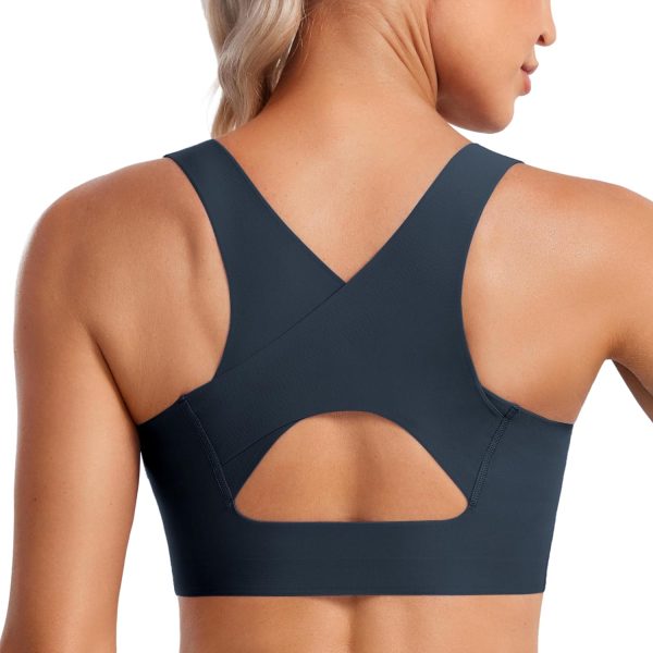 TwentyonefitnessYoga Hot Tops Womens Flex Sculpt Racerback Sports Bra – U Neck Medium Impact Padded Wireless Workout Bra Gym Crop Top