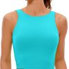 TwentyonefitnessYogaHot Bras  Womens High Neck Longline Sports Bra – U Back Padded Crop Workout Tank Top with Built in Bra