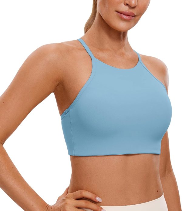 TwentyonefitnessYogaHot Bras Womens High Neck Y Back Sports Bra – Padded Halter Racerback Spaghetti Thin Strap Workout Yoga Bra