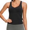 TwentyonefitnessYoga Hot Tops Womens V Neck Workout Tank Tops with Built in Bras – Sleeveless Padded Racerback Yoga Athletic Camisole
