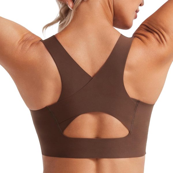 TwentyonefitnessYoga Hot Tops Womens Flex Sculpt Racerback Sports Bra – U Neck Medium Impact Padded Wireless Workout Bra Gym Crop Top