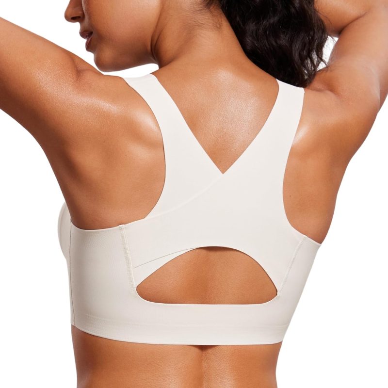 TwentyonefitnessYoga Hot Tops Womens Flex Sculpt Racerback Sports Bra – U Neck Medium Impact Padded Wireless Workout Bra Gym Crop Top
