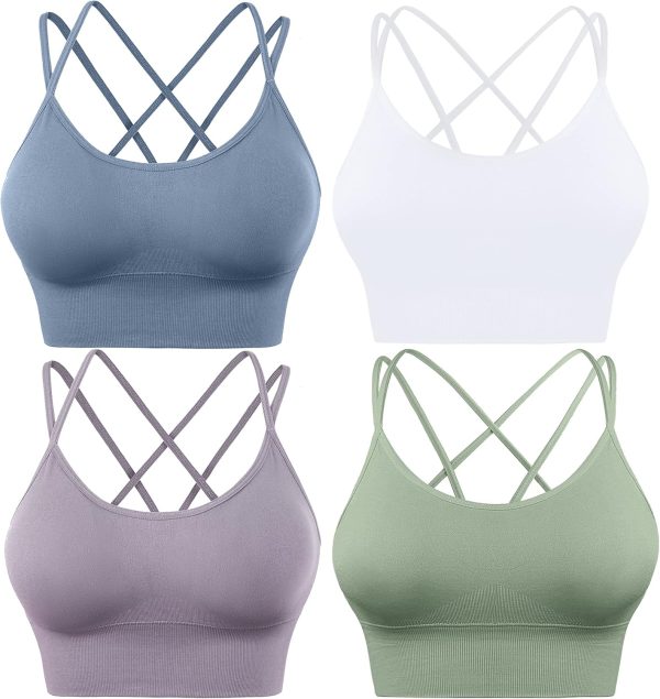TwentyonefitnessYoga Cross Back Sport Bras Padded Strappy Criss Cross Cropped Bras for Yoga Workout Fitness Low Impact