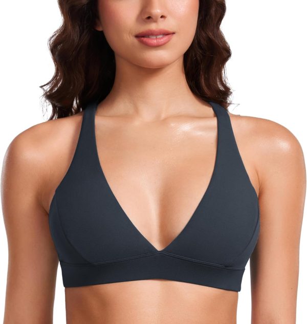 TwentyonefitnessYoga Hot Bras Deep V-Neck Sports Bras for Women – Spaghetti Strap Criss Cross Padded Bra Sexy Wireless Yoga Bra