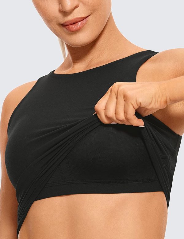 TwentyonefitnessYogaHot Bras  Womens High Neck Longline Sports Bra – U Back Padded Crop Workout Tank Top with Built in Bra
