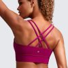 TwentyonefitnessYogaHot BrasWomens Strappy Longline Sports Bra – Molded Cup Double Spaghetti Strap Workout Bra Yoga Crop Tank Top