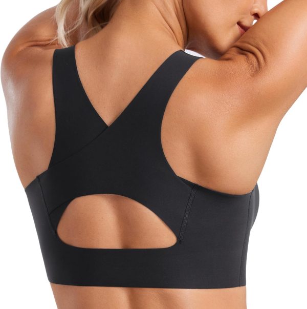 TwentyonefitnessYoga Hot Tops Womens Flex Sculpt Racerback Sports Bra – U Neck Medium Impact Padded Wireless Workout Bra Gym Crop Top