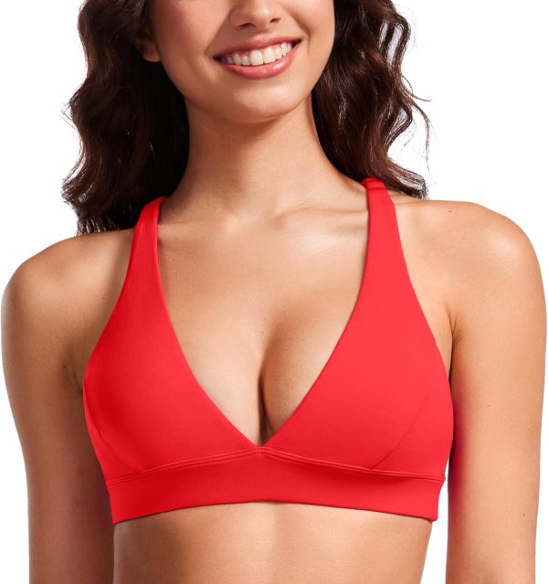 TwentyonefitnessYoga Hot Bras Deep V-Neck Sports Bras for Women – Spaghetti Strap Criss Cross Padded Bra Sexy Wireless Yoga Bra