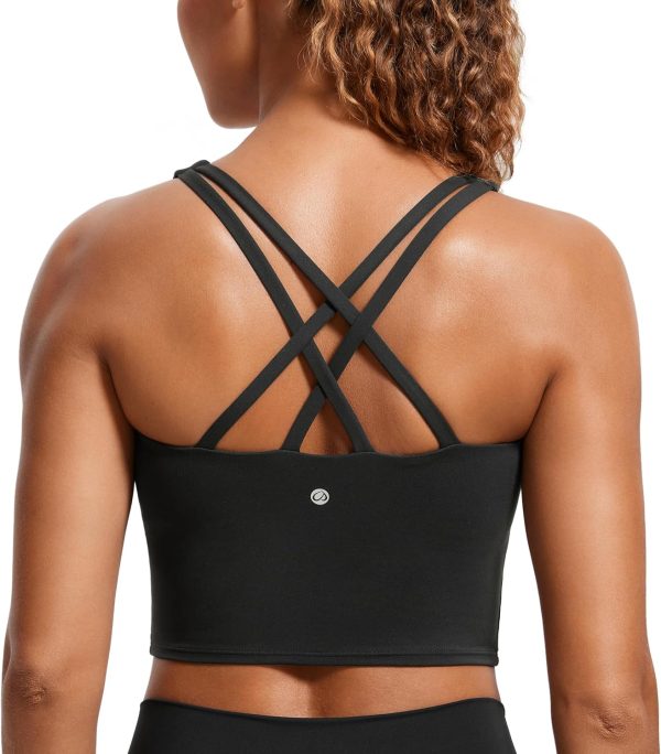 TwentyonefitnessYoga Hot Tops Womens Butterluxe Strappy Longline Sports Bra – Padded Criss Cross Yoga Bra Workout Crop Tank Tops