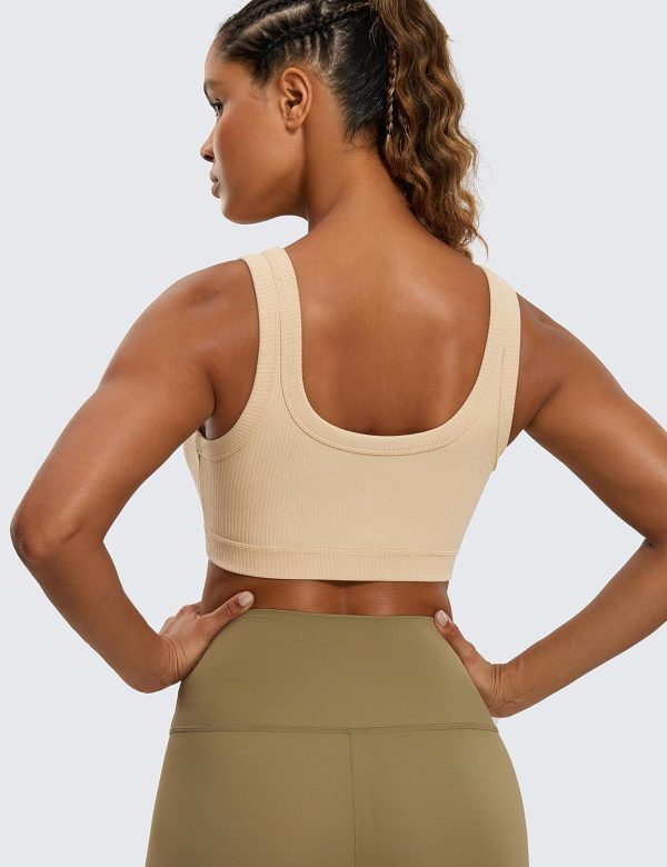 TwentyonefitnessYoga Hot Bras Ribbed Sports Bras for Women – U Back Wireless Medium Impact Sports Bra Padded Yoga Workout Bra