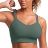TwentyonefitnessYogaHot BrasWomens Strappy Longline Sports Bra – Molded Cup Double Spaghetti Strap Workout Bra Yoga Crop Tank Top