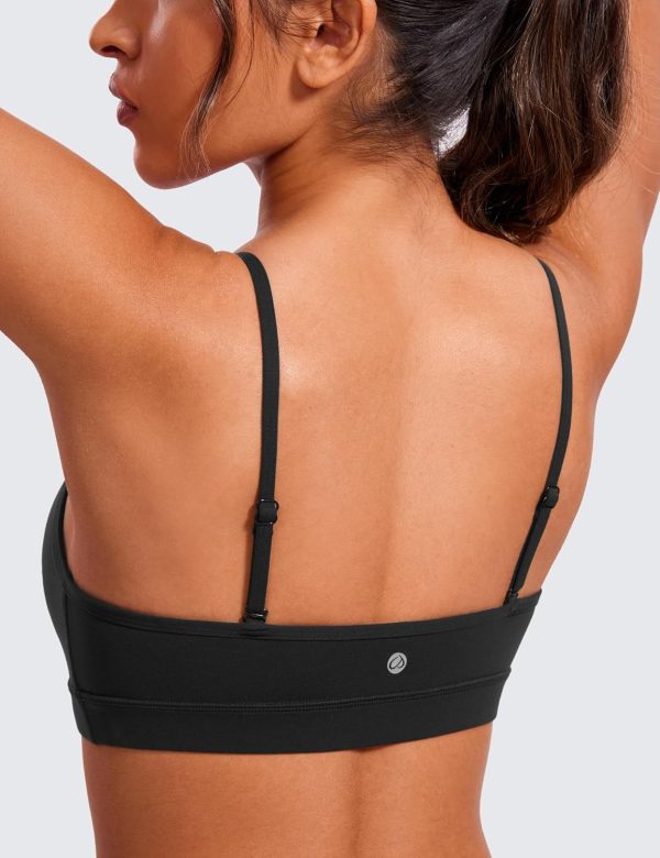 TwentyonefitnessYogaHot Bras V-Neck Sports Bras for Women – Adjustable Thin Straps Padded Yoga Bra Basic Wireless Bra Camisole
