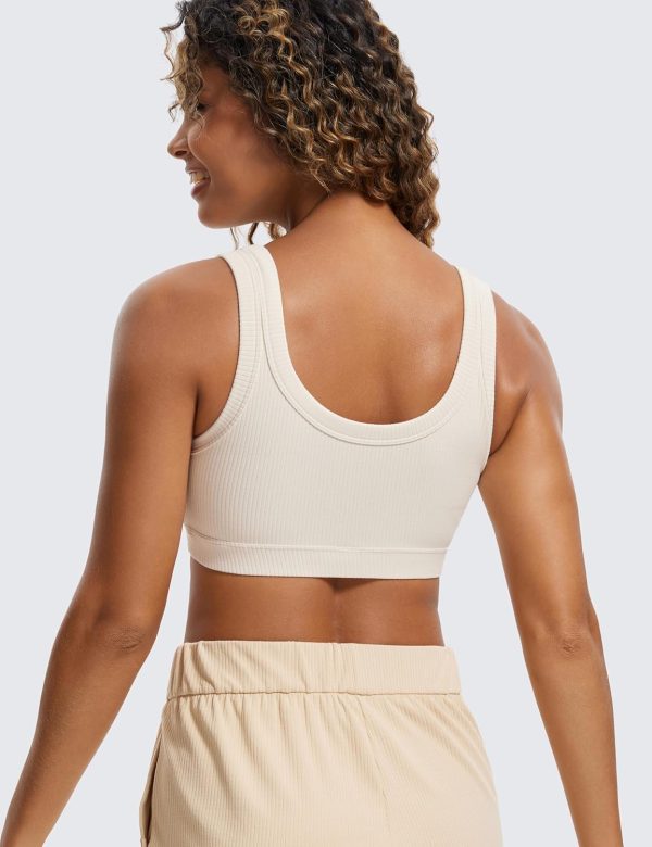 TwentyonefitnessYoga Hot Bras Ribbed Sports Bras for Women – U Back Wireless Medium Impact Sports Bra Padded Yoga Workout Bra