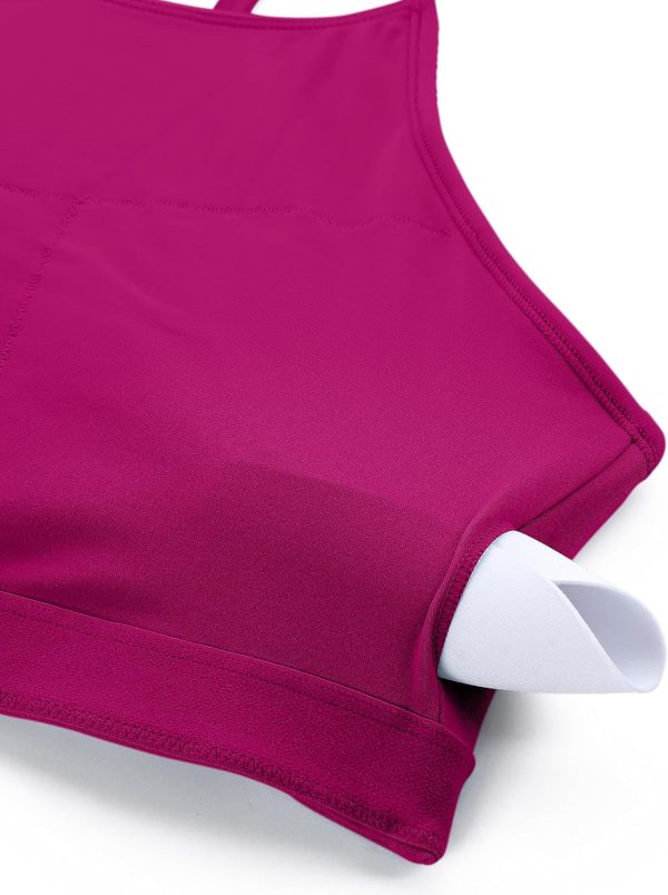 TwentyonefitnessYogaHot Bras Womens High Neck Y Back Sports Bra – Padded Halter Racerback Spaghetti Thin Strap Workout Yoga Bra