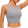 TwentyonefitnessYogaHot Bras  Womens High Neck Longline Sports Bra – U Back Padded Crop Workout Tank Top with Built in Bra