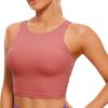 TwentyonefitnessYogaHot Bras  Womens High Neck Longline Sports Bra – U Back Padded Crop Workout Tank Top with Built in Bra